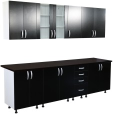 Bucatarie Zebra 260 cm din PAL Negru cu blat termoizolant negru